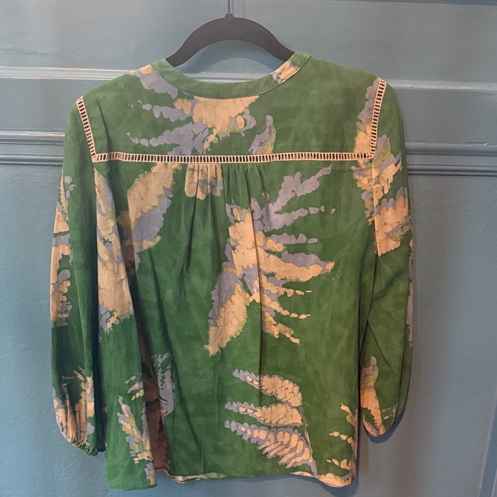 ba&sh Green and Cream Floral Blouse - Picture 2 of 4